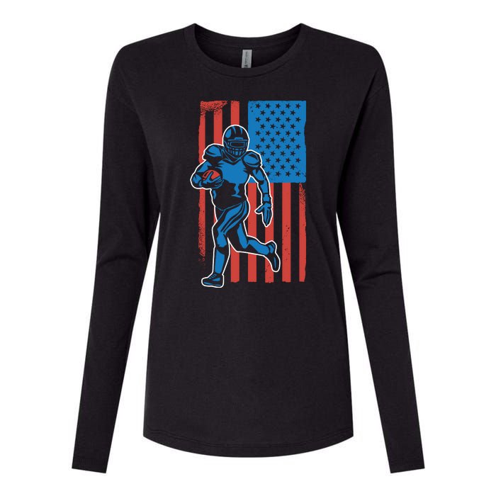 American Football Player Flag Womens Cotton Relaxed Long Sleeve T-Shirt