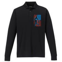 American Football Player Flag Performance Long Sleeve Polo