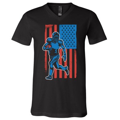 American Football Player Flag V-Neck T-Shirt