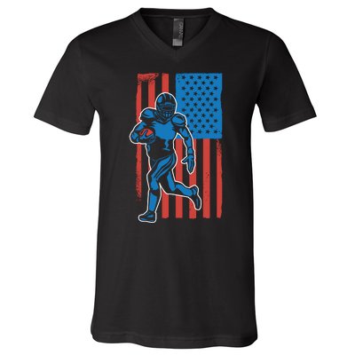 American Football Player Flag V-Neck T-Shirt