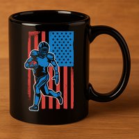American Football Player Flag 11oz C Handle Ceramic Mug