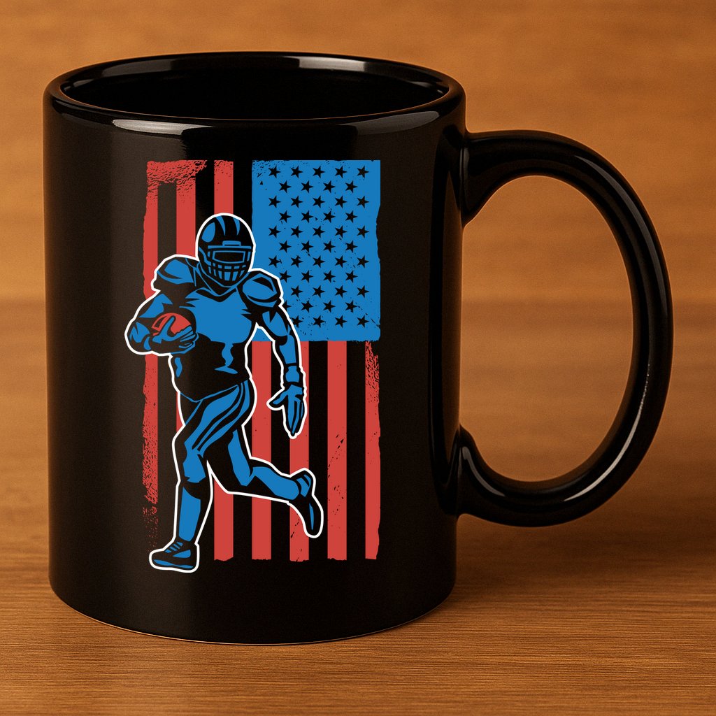 American Football Player Flag 11oz C Handle Ceramic Mug