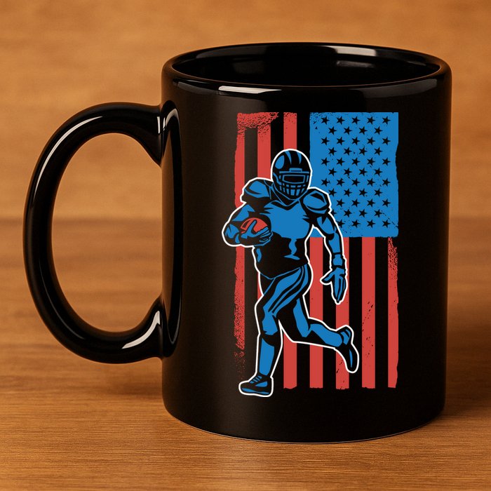 American Football Player Flag 11oz C Handle Ceramic Mug