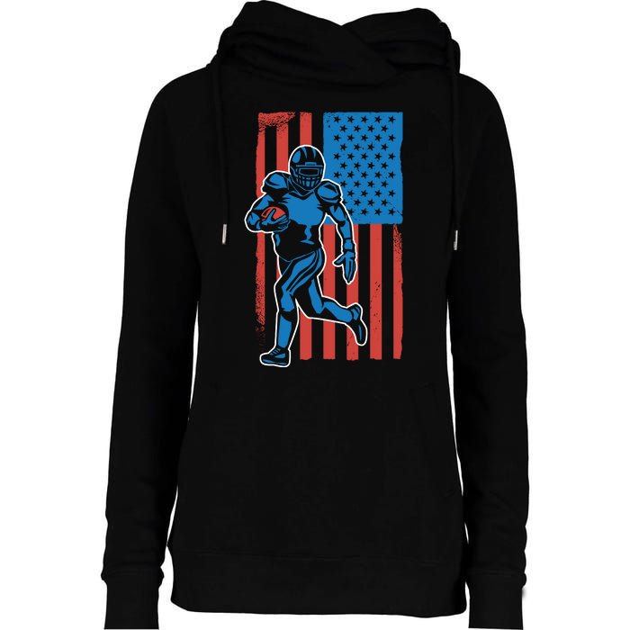 American Football Player Flag Womens Funnel Neck Pullover Hood