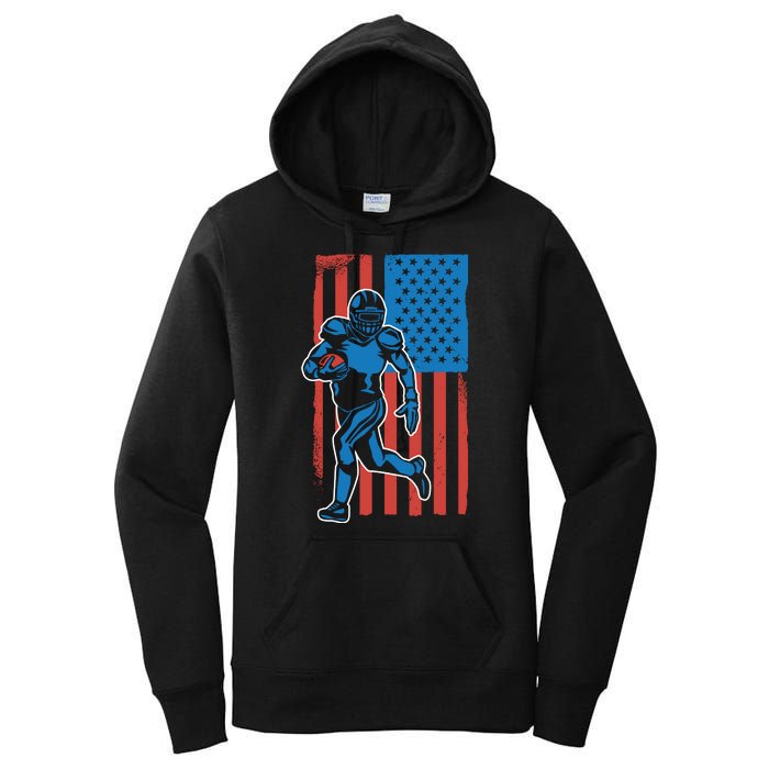 American Football Player Flag Women's Pullover Hoodie