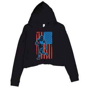 American Football Player Flag Crop Fleece Hoodie