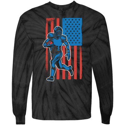 American Football Player Flag Tie-Dye Long Sleeve Shirt