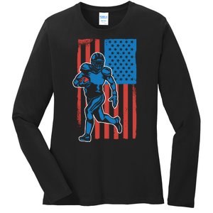 American Football Player Flag Ladies Long Sleeve Shirt