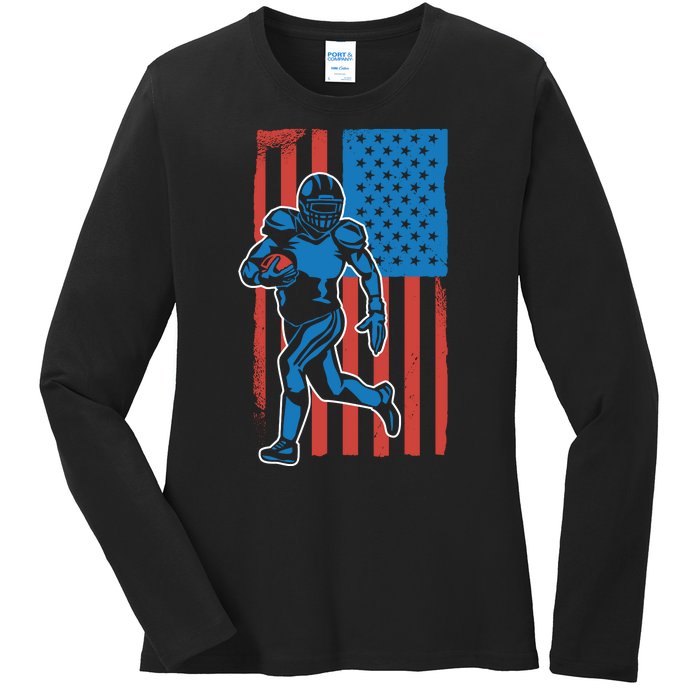 American Football Player Flag Ladies Long Sleeve Shirt