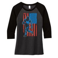 American Football Player Flag Women's Tri-Blend 3/4-Sleeve Raglan Shirt