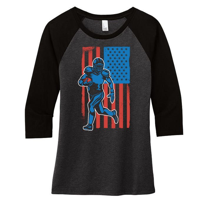 American Football Player Flag Women's Tri-Blend 3/4-Sleeve Raglan Shirt