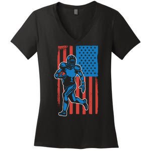 American Football Player Flag Women's V-Neck T-Shirt