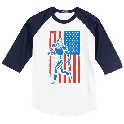 American Football Player Flag Baseball Sleeve Shirt