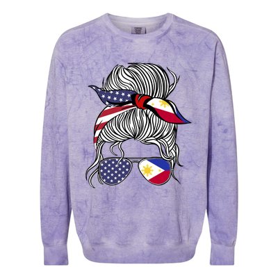 American Filipina Patriot Flag Philippines Grown Gift Colorblast Crewneck Sweatshirt