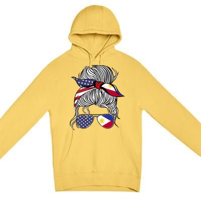 American Filipina Patriot Flag Philippines Grown Gift Premium Pullover Hoodie