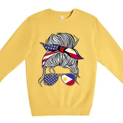 American Filipina Patriot Flag Philippines Grown Gift Premium Crewneck Sweatshirt