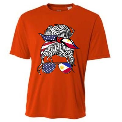 American Filipina Patriot Flag Philippines Grown Gift Cooling Performance Crew T-Shirt