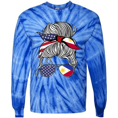 American Filipina Patriot Flag Philippines Grown Gift Tie-Dye Long Sleeve Shirt