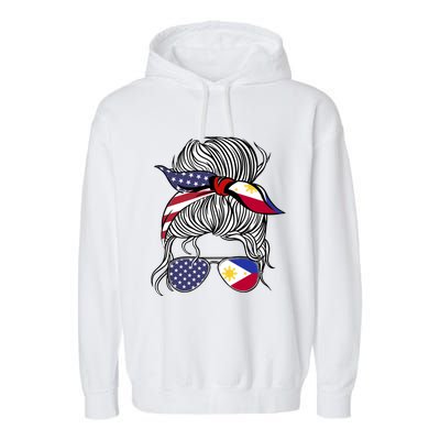 American Filipina Patriot Flag Philippines Grown Gift Garment-Dyed Fleece Hoodie