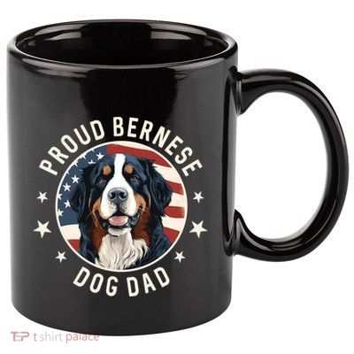 American Flag Proud Bernese Mountain Dog Dad Cute Gift 11oz C Handle Ceramic Mug