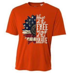 American Flag Patriot Home Of The Free Because Of The Brave Gift Cooling Performance Crew T-Shirt