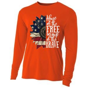 American Flag Patriot Home Of The Free Because Of The Brave Gift Cooling Performance Long Sleeve Crew