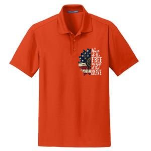 American Flag Patriot Home Of The Free Because Of The Brave Gift Dry Zone Grid Polo