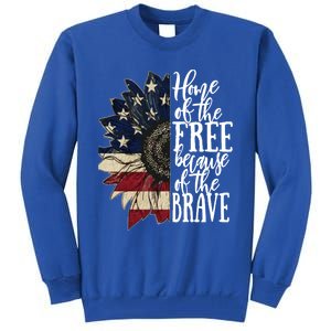 American Flag Patriot Home Of The Free Because Of The Brave Gift Tall Sweatshirt