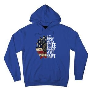 American Flag Patriot Home Of The Free Because Of The Brave Gift Tall Hoodie