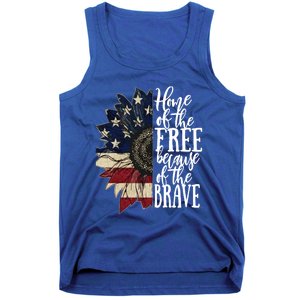 American Flag Patriot Home Of The Free Because Of The Brave Gift Tank Top