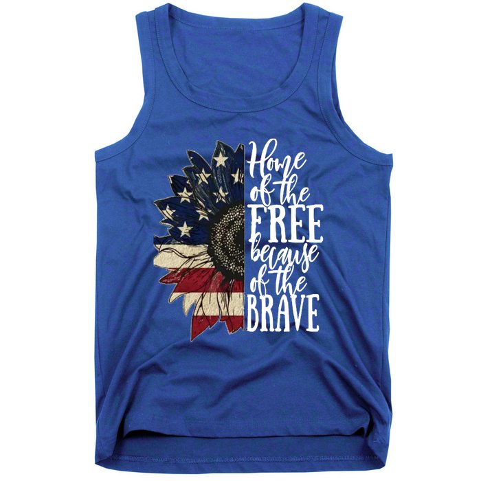 American Flag Patriot Home Of The Free Because Of The Brave Gift Tank Top