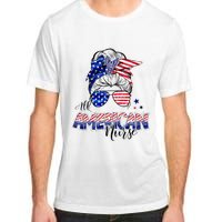 American Flag Patriotic Nurse Messy Bun 4th Of July Adult ChromaSoft Performance T-Shirt