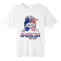 American Flag Patriotic Nurse Messy Bun 4th Of July Tall Fusion ChromaSoft Performance T-Shirt