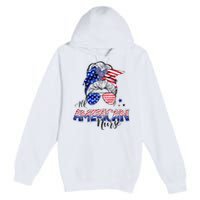 American Flag Patriotic Nurse Messy Bun 4th Of July Premium Pullover Hoodie