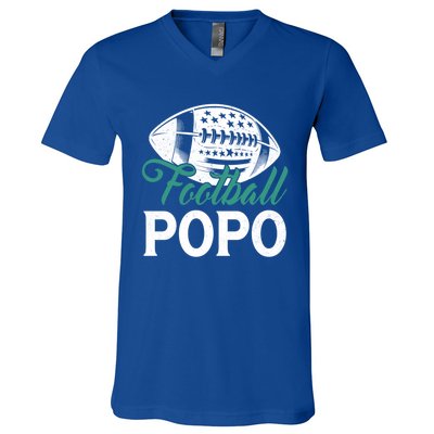 American Football Popo Happy FatherS Day Dad Grandpa Gift V-Neck T-Shirt