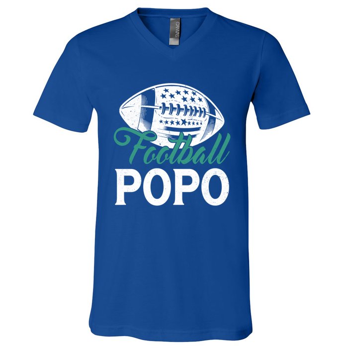 American Football Popo Happy FatherS Day Dad Grandpa Gift V-Neck T-Shirt