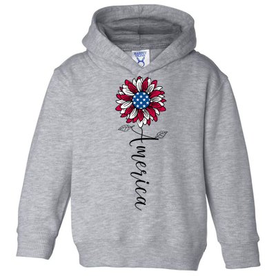 American Flag Patriotic 1776 Sunflower Usa Flag America Great Gift Toddler Hoodie
