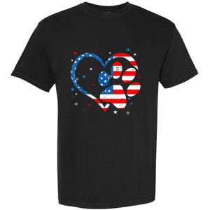 American Flag Patriotic Dog & Cat Paw Print 4th Of July Garment-Dyed Heavyweight T-Shirt