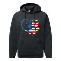 American Flag Patriotic Dog & Cat Paw Print 4th Of July Performance Fleece Hoodie