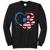 American Flag Patriotic Dog & Cat Paw Print 4th Of July Sweatshirt