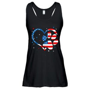 American Flag Patriotic Dog & Cat Paw Print 4th Of July Ladies Essential Flowy Tank