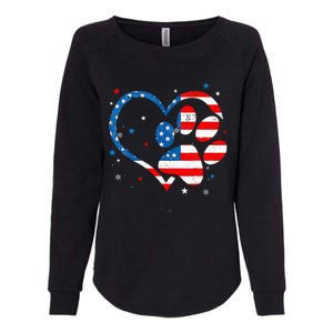 American Flag Patriotic Dog & Cat Paw Print 4th Of July Womens California Wash Sweatshirt