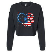 American Flag Patriotic Dog & Cat Paw Print 4th Of July Cropped Pullover Crew