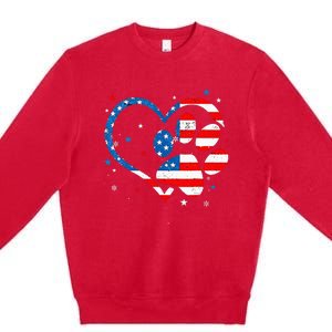 American Flag Patriotic Dog & Cat Paw Print 4th Of July Premium Crewneck Sweatshirt