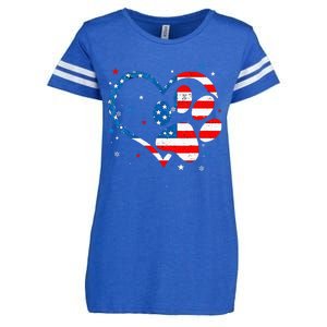 American Flag Patriotic Dog & Cat Paw Print 4th Of July Enza Ladies Jersey Football T-Shirt