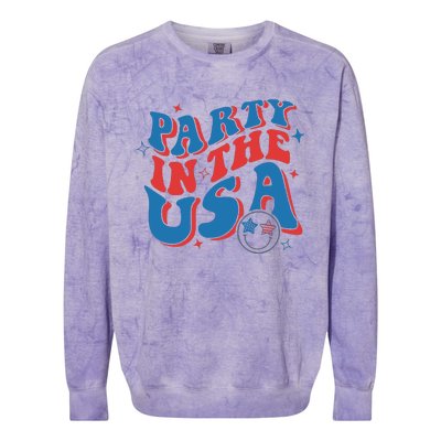 American Flag Party In Usa 4th July Patriotic Colorblast Crewneck Sweatshirt