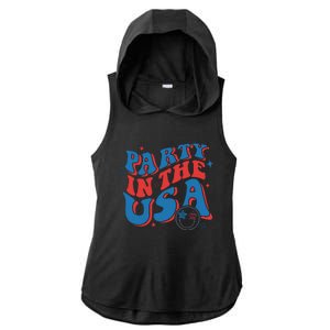 American Flag Party In Usa 4th July Patriotic Ladies PosiCharge Tri-Blend Wicking Draft Hoodie Tank