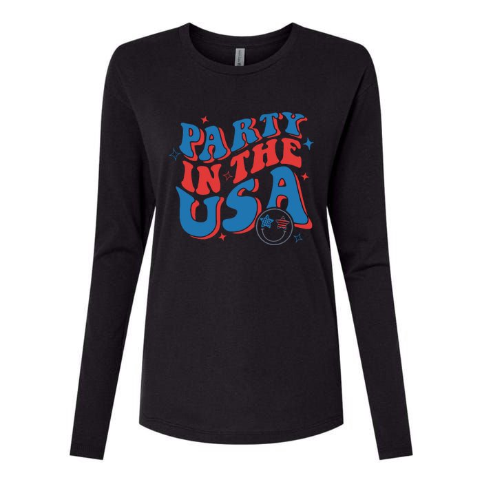 American Flag Party In Usa 4th July Patriotic Womens Cotton Relaxed Long Sleeve T-Shirt