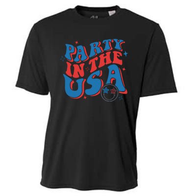 American Flag Party In Usa 4th July Patriotic Cooling Performance Crew T-Shirt