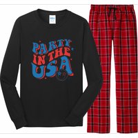 American Flag Party In Usa 4th July Patriotic Long Sleeve Pajama Set